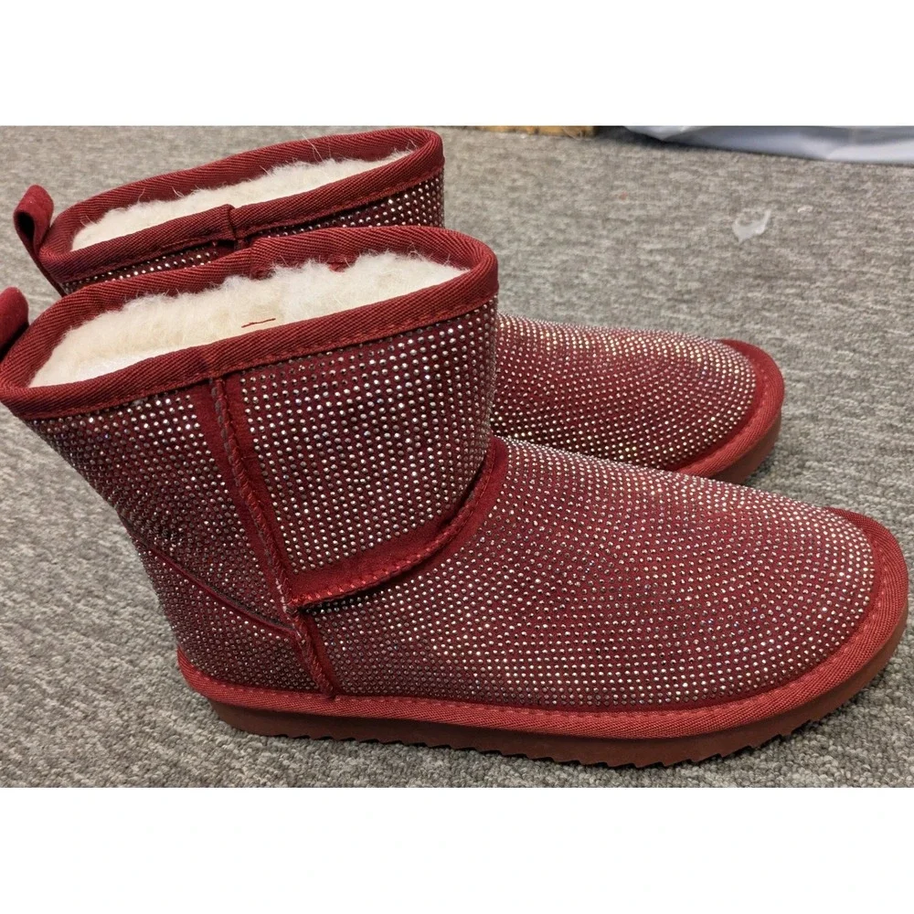 Cococci Presley Burgundy Sparkle Embellished Winter Boots‎ Women's Size 7.5